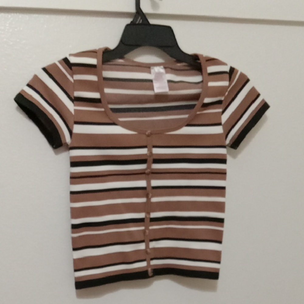 No Boundaries [NWOT] Brown, Black, and White Top